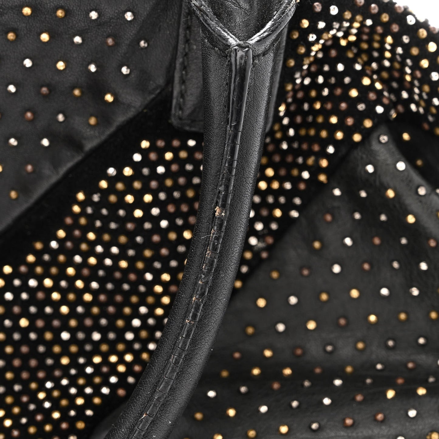 Calfskin Rock Studded Easy Sac Black