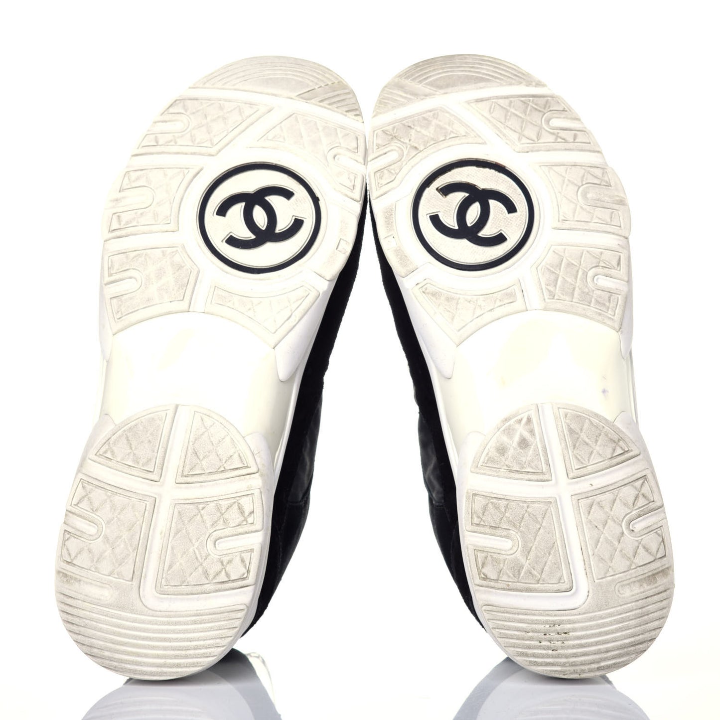 Fabric Calfskin Suede CC Womens Sneakers 42 Black Navy White