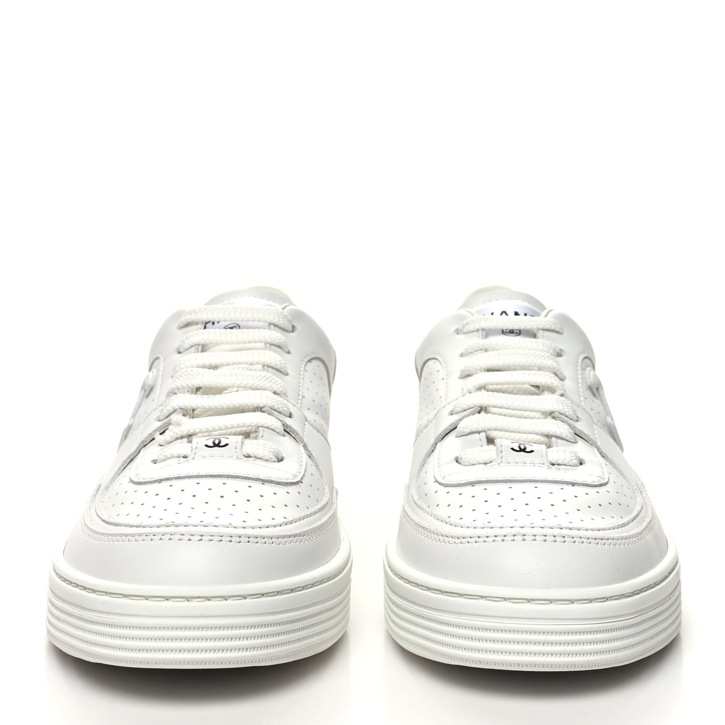 Calfskin CC Womens Sneakers 39.5 White