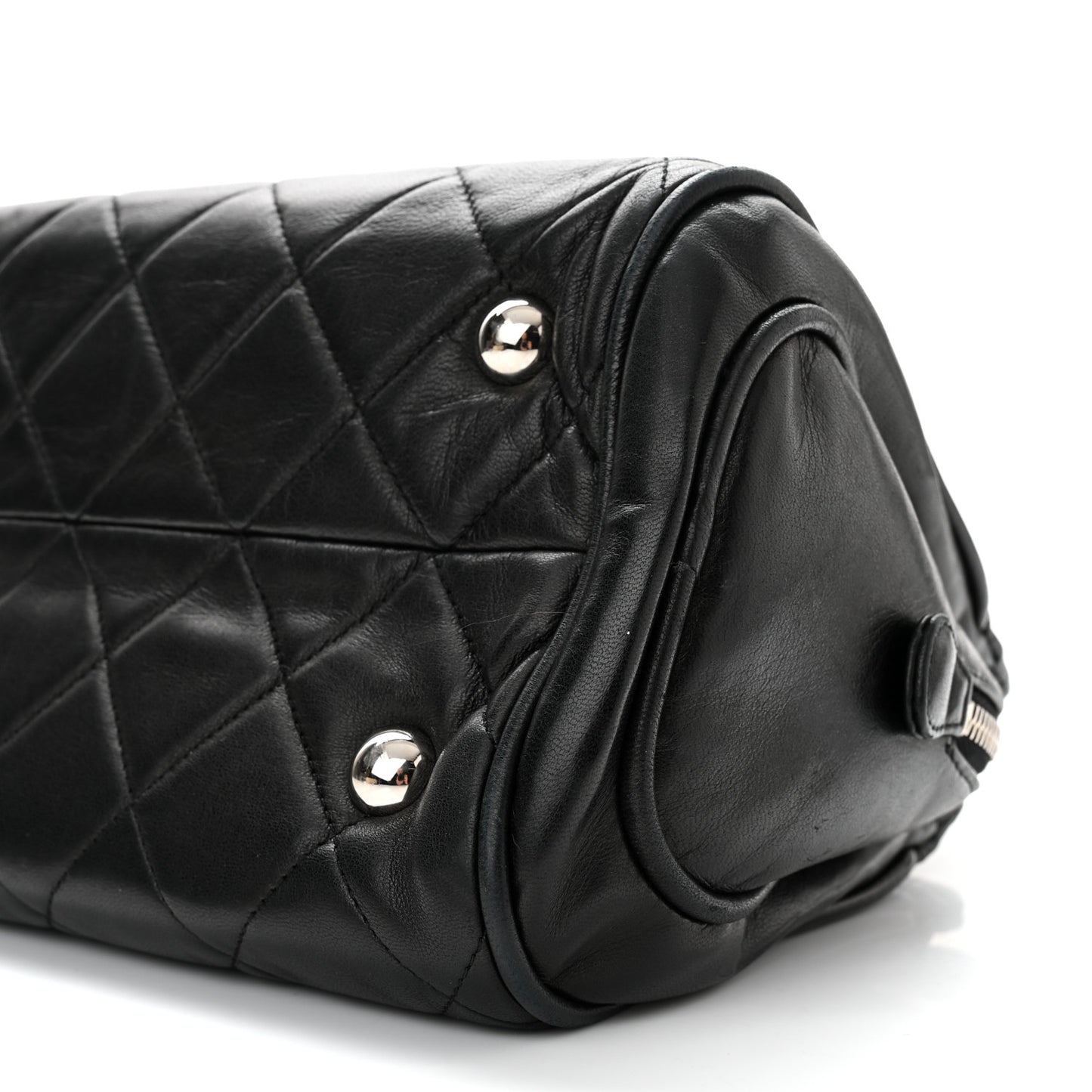 Lambskin Quilted Shopping Tote Black