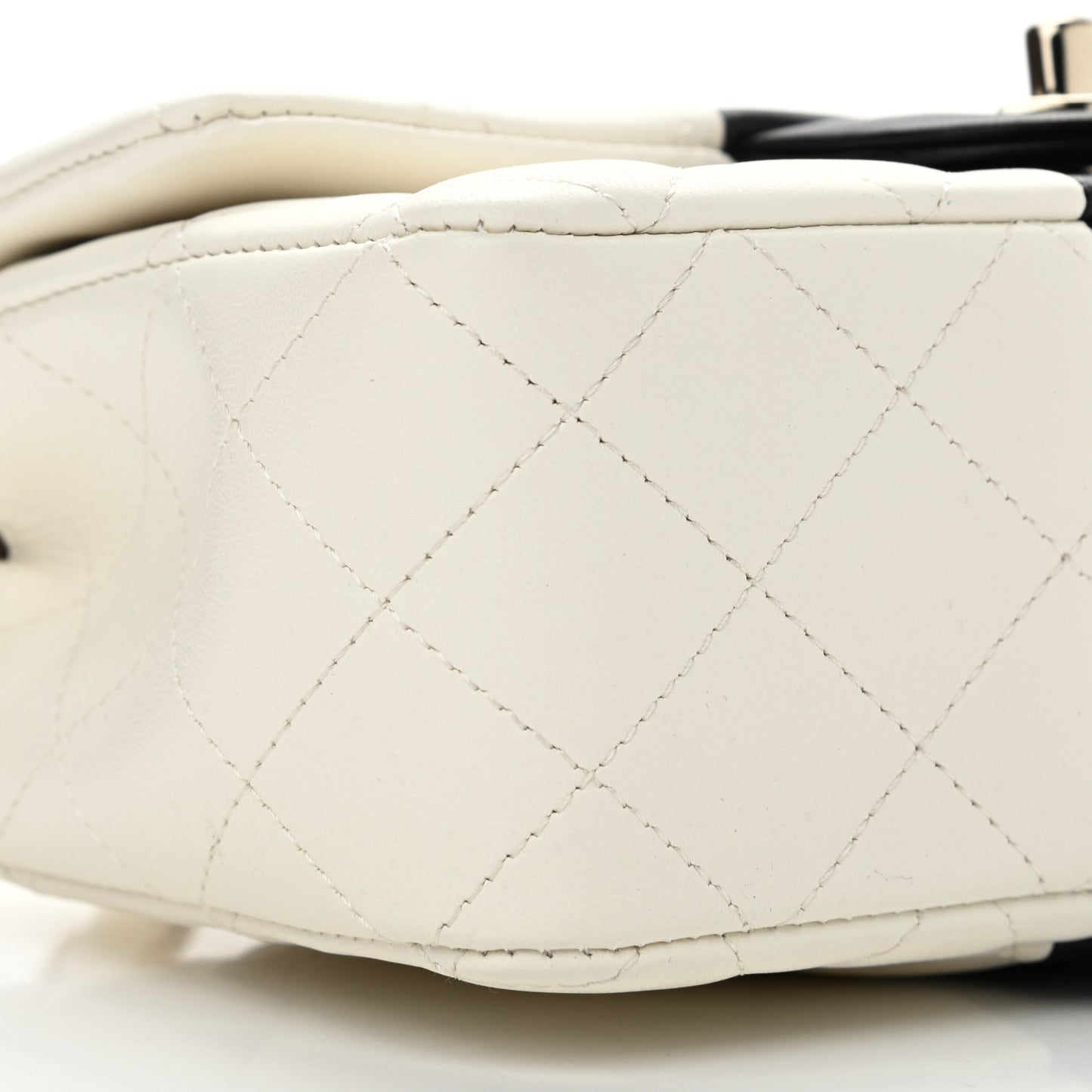 Lambskin Quilted Mini Rectangular Flap White Black