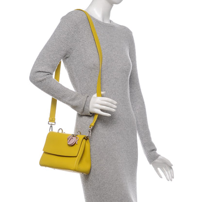 Christian Dior Smooth Calfskin Bi-Color Mini Be Dior Flap Bright Yellow Rose Dragee 2 of 6