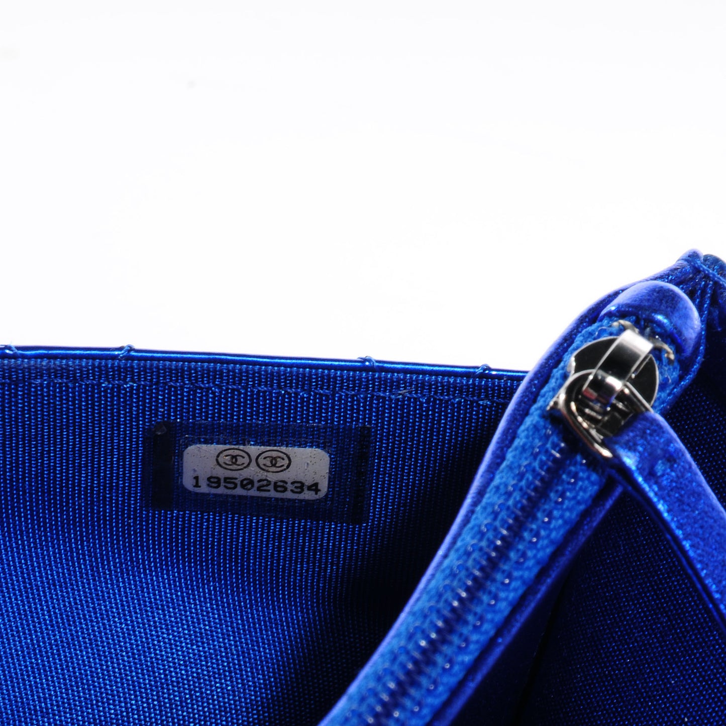 Metallic Patent Quilted Boy Wallet On Chain WOC Blue