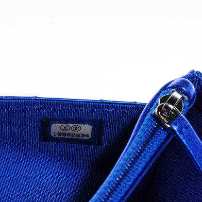 Chanel Metallic Patent Quilted Boy Wallet On Chain WOC Blue 8 of 9