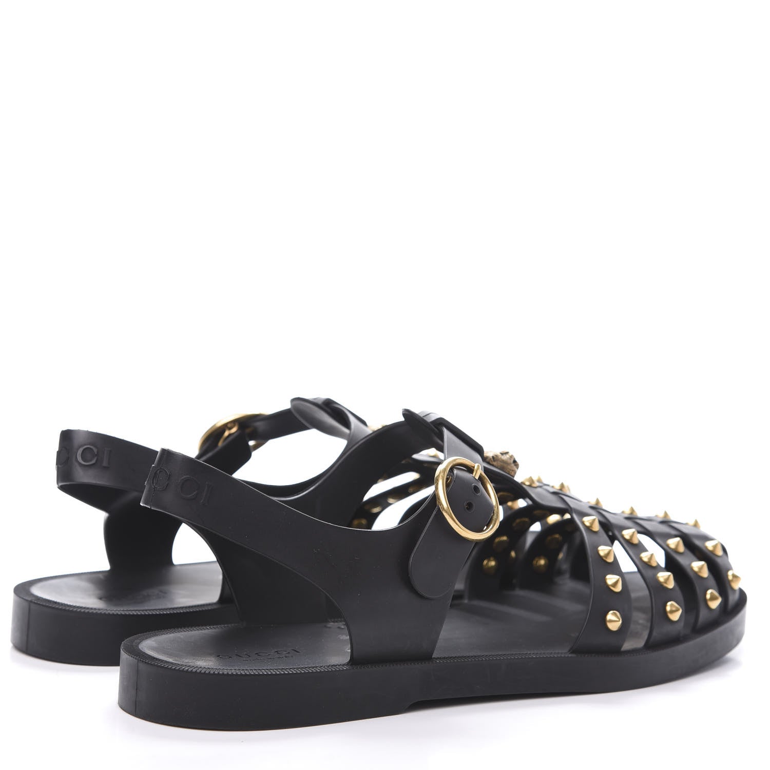 Gucci Rubber Crystal Mens Buckle Strap Sandals 8 Black 5 of 8