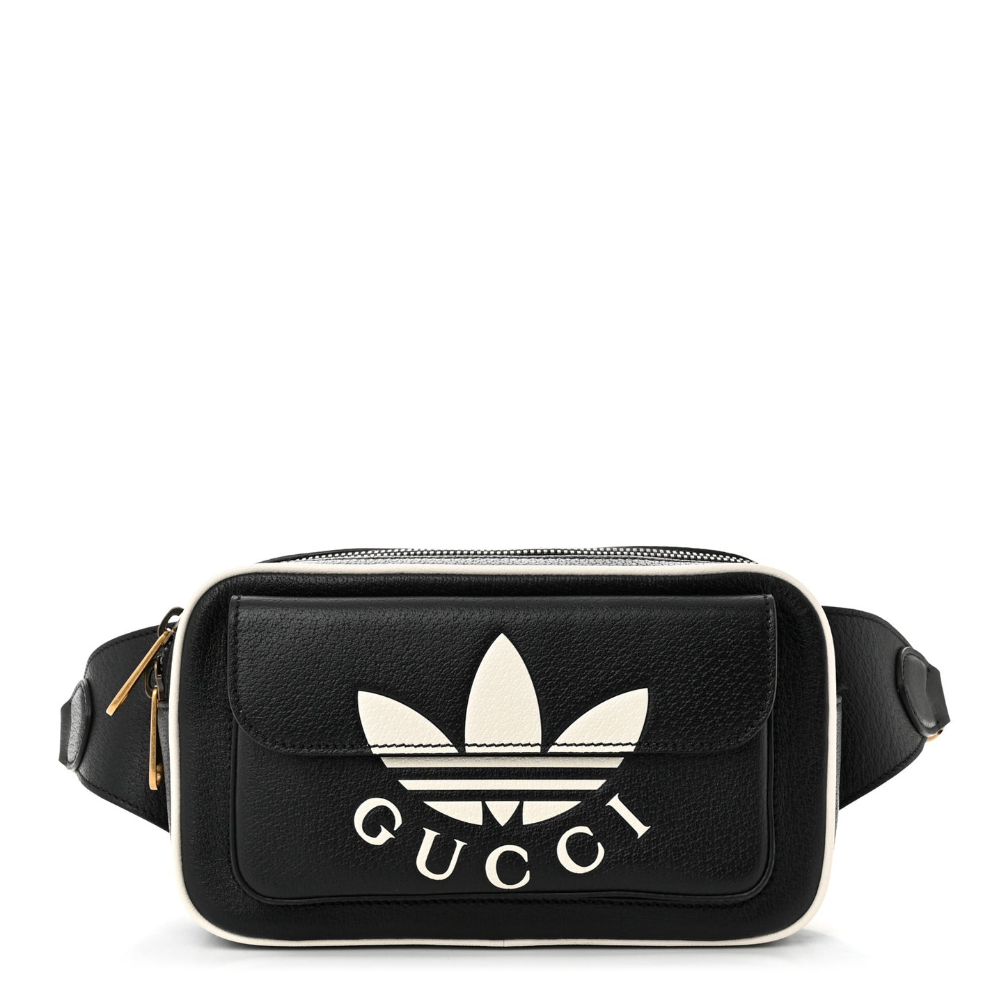 X ADIDAS Textured Dollar Calfskin Belt Bag Black