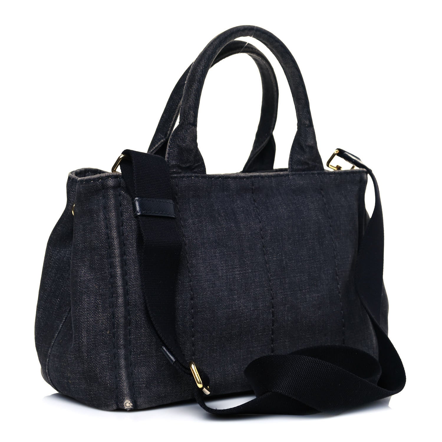Prada Denim Small Logo Tote Black 4 of 17
