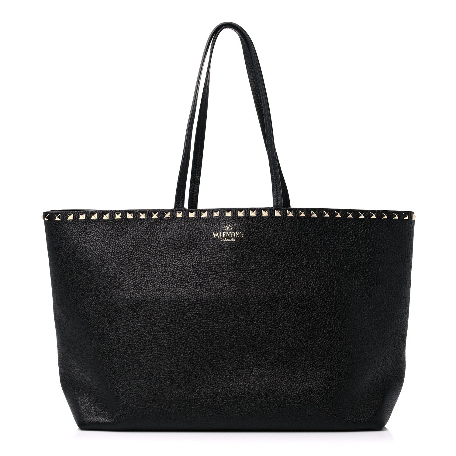 Valentino Garavani Grained Calfskin Rockstud Shoulder Tote Black 1 of 14