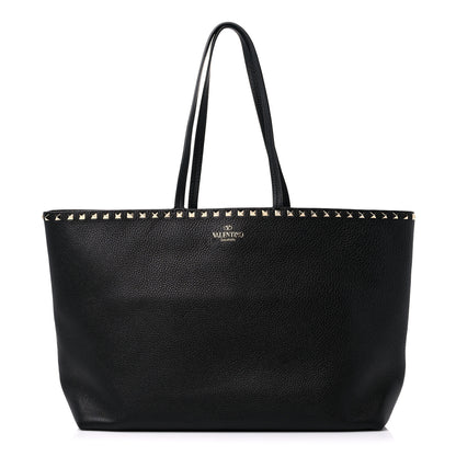 Valentino Garavani Grained Calfskin Rockstud Shoulder Tote Black 1 of 14
