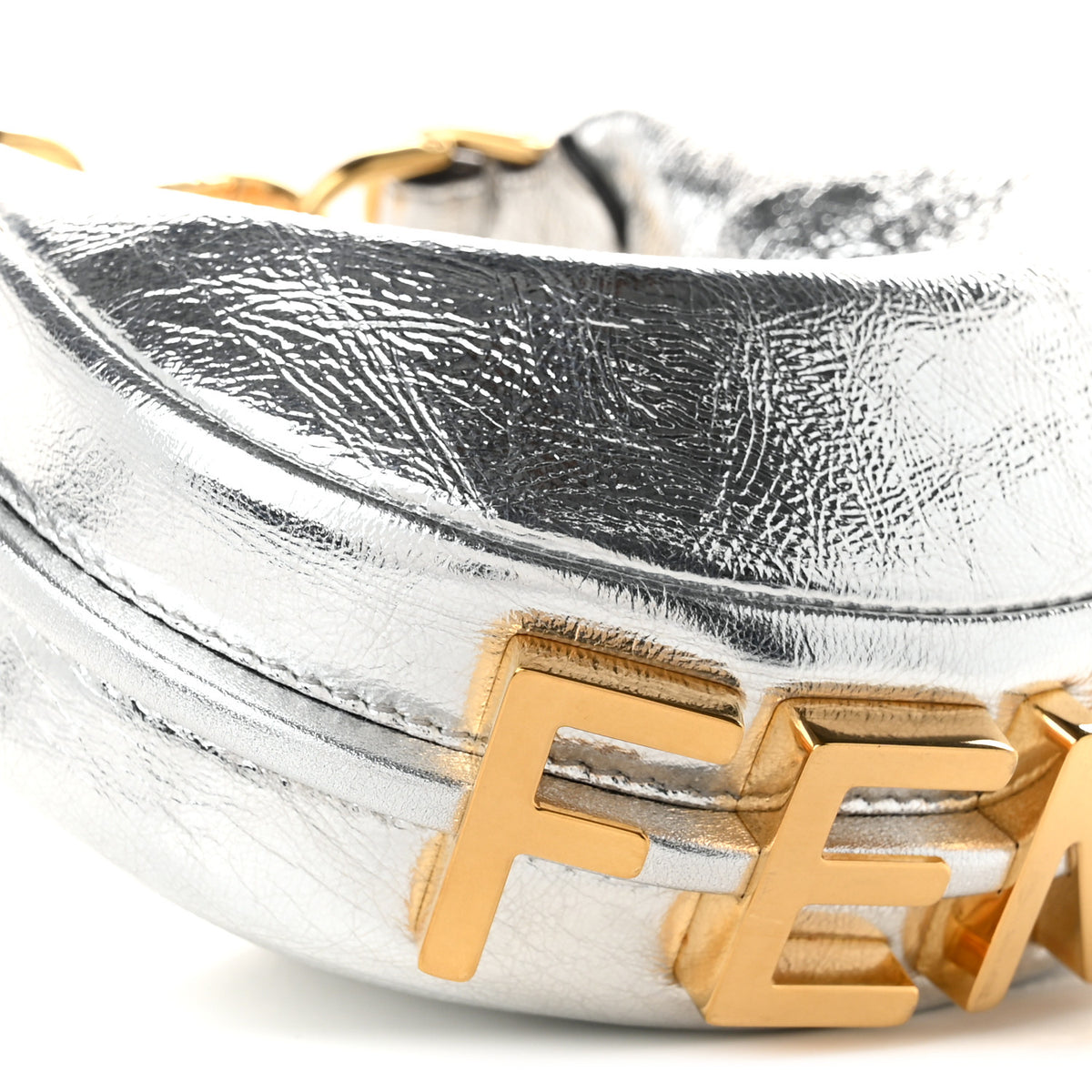Fendi Rock Millenium Nano Fendigraphy Hobo Charm Argento 9 of 10