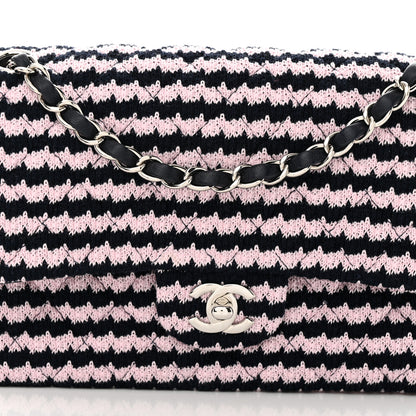 Chanel Tweed Quilted Medium Double Flap Pink Navy 8 of 12