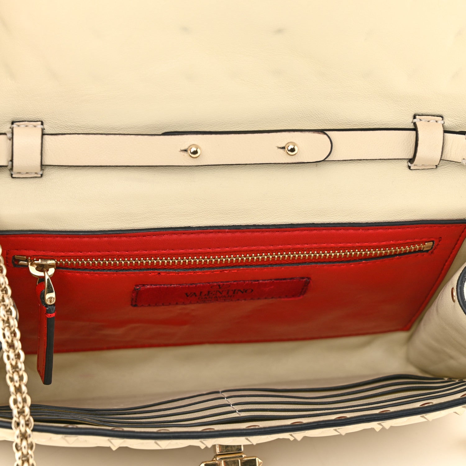 Valentino Garavani Nappa Rockstud Spike Wallet on Chain Light Ivory 5 of 12