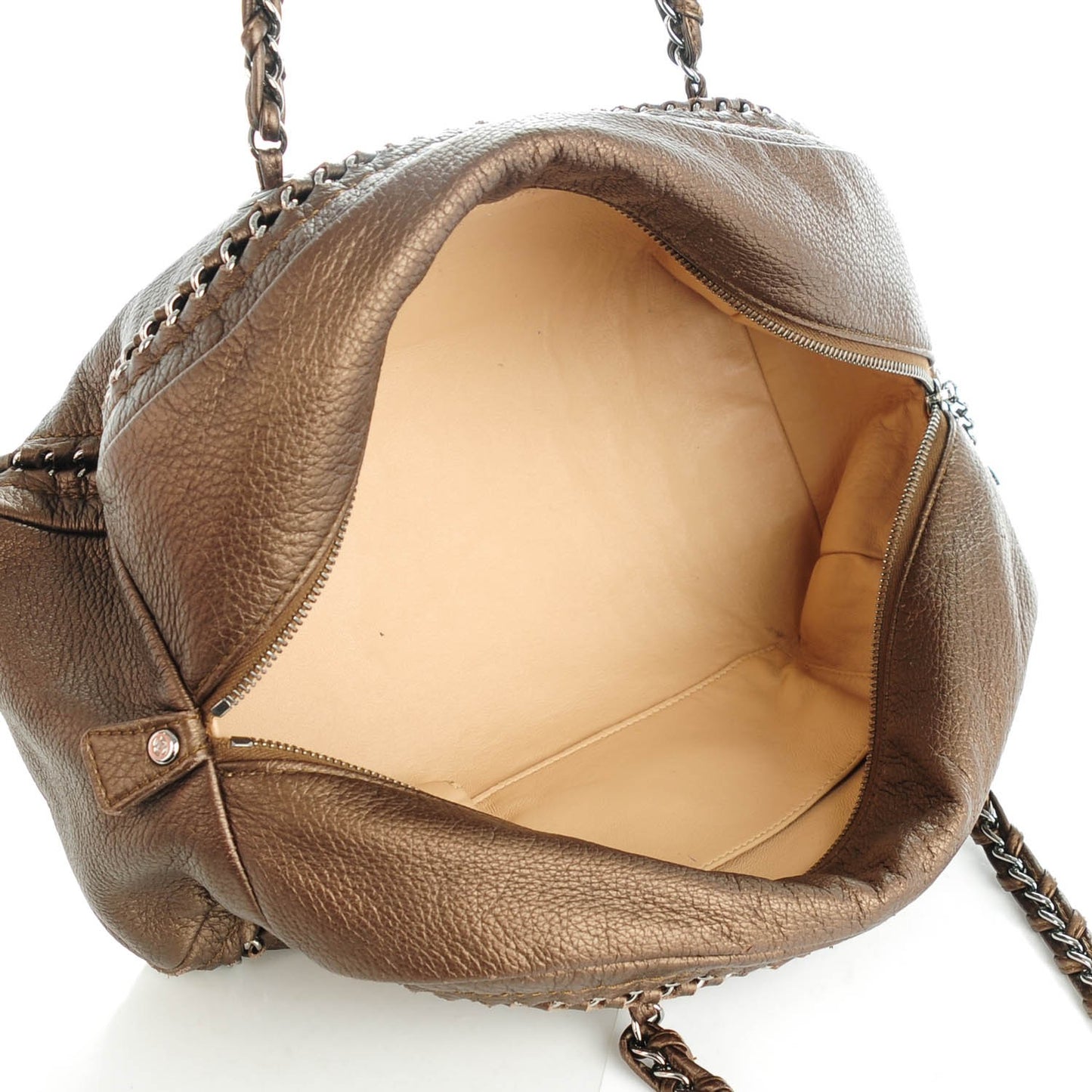 Metallic Goatskin Medium Luxe Ligne Bowler Bronze