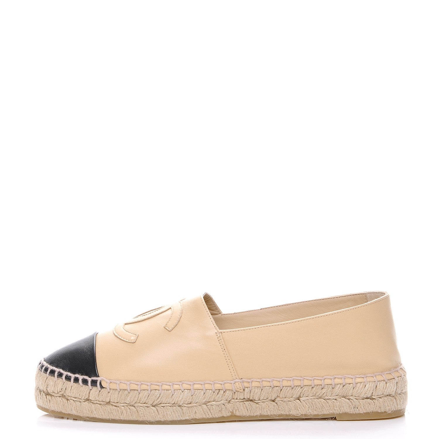 Chanel Lambskin CC Espadrilles 39 Beige Black 1 of 9