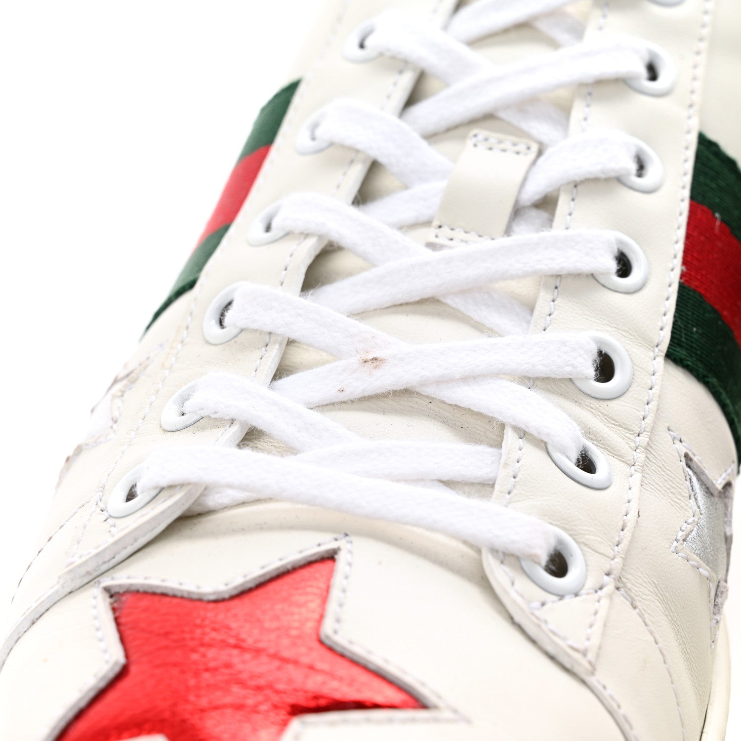 Gucci Calfskin Ayers Web Star Embroidered Womens Ace Sneakers 39 White Multi 8 of 9