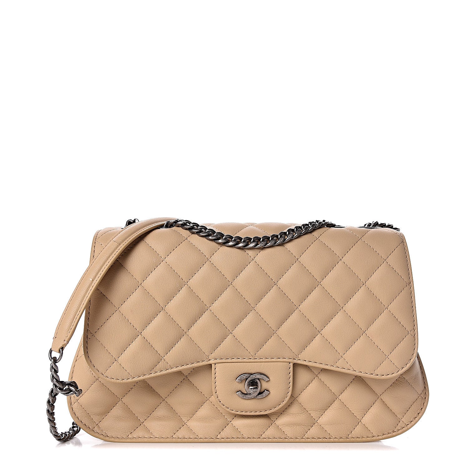 Chanel Lambskin Quilted Large Natural CC Flap Beige 1 of 12