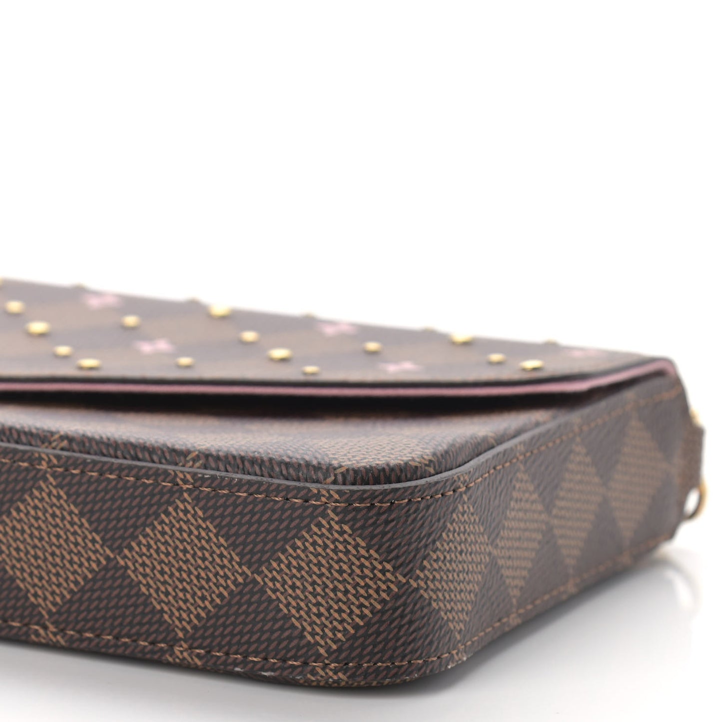 Damier Ebene Studded Pochette Felicie Chain Wallet