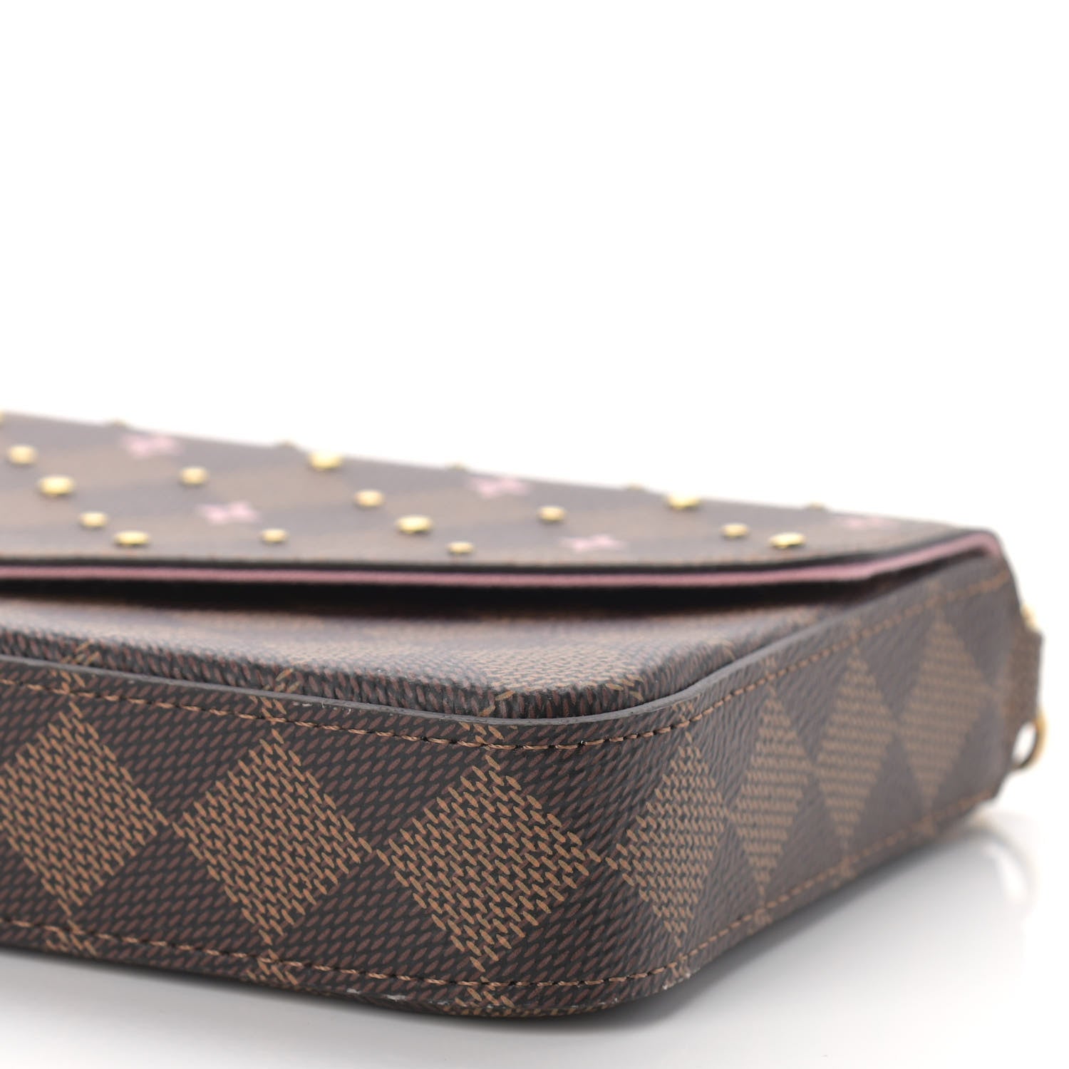 Louis Vuitton Damier Ebene Studded Pochette Felicie Chain Wallet 9 of 9