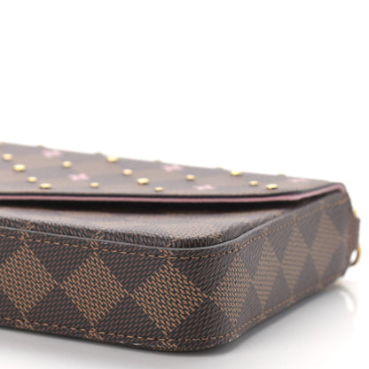 Louis Vuitton Damier Ebene Studded Pochette Felicie Chain Wallet 9 of 9