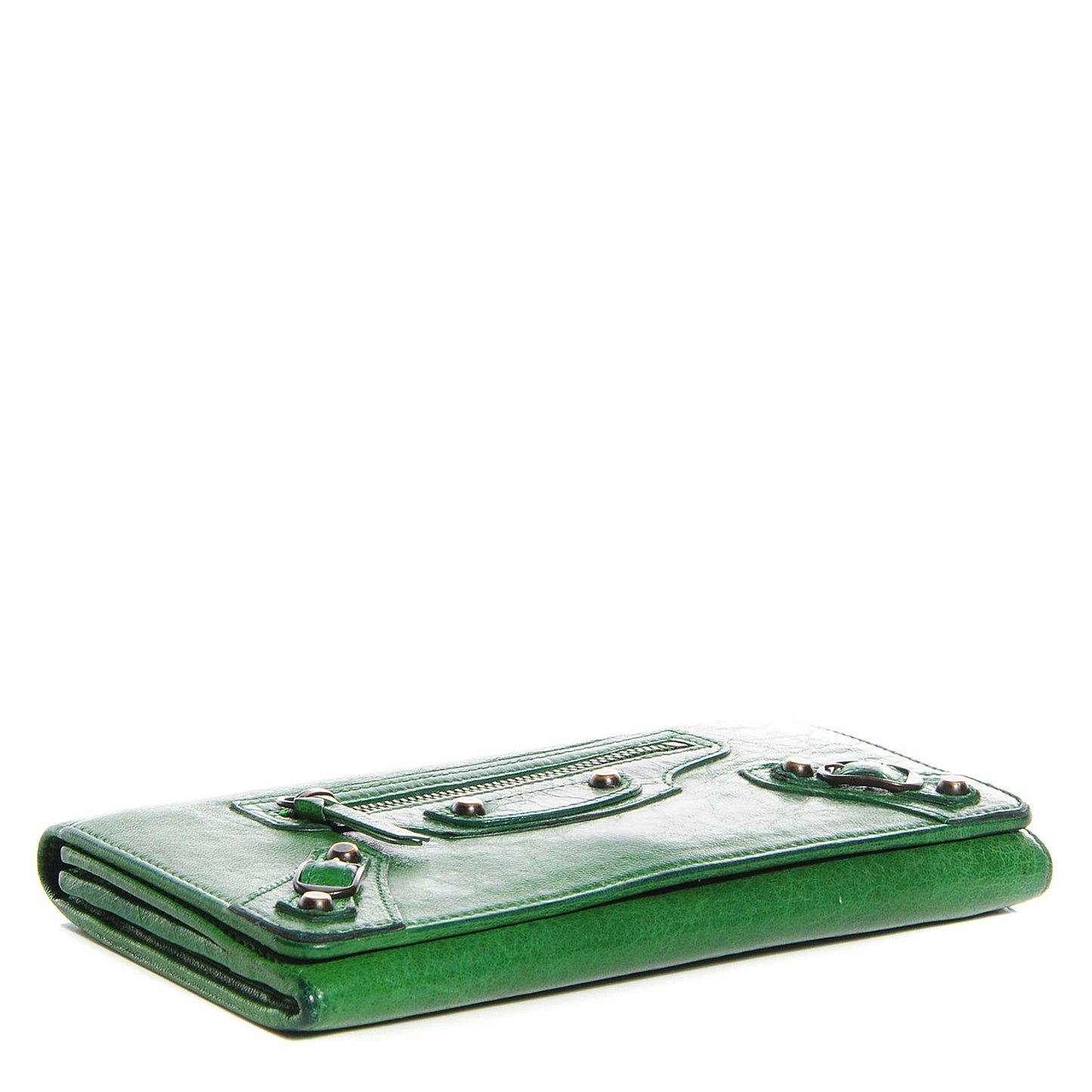 Agneau Classic Hardware Money Wallet Vert Poker