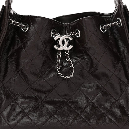Chanel Shiny Crumpled Calfskin Quilted Small Chanel 25 Handbag Dark Brown 8 of 11