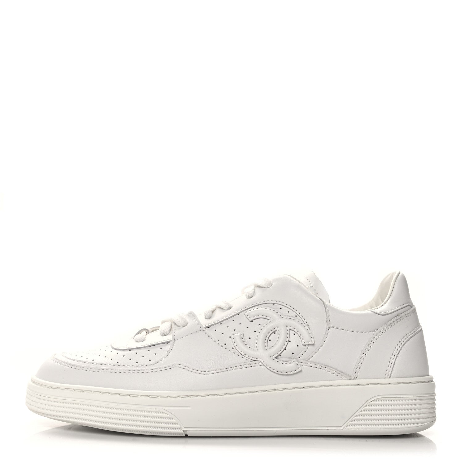 Chanel Calfskin CC Womens Sneakers 38 White 1 of 9