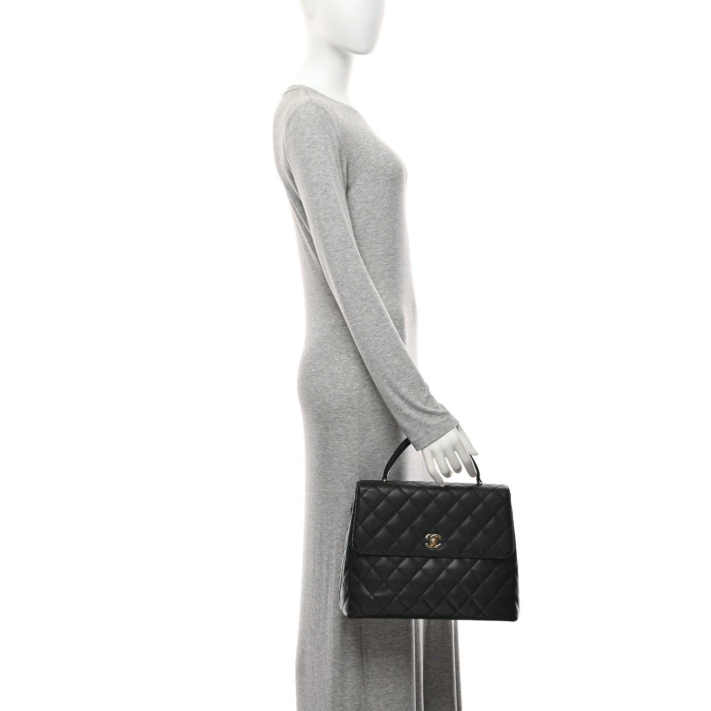 Caviar Quilted Jumbo Kelly Flap Black