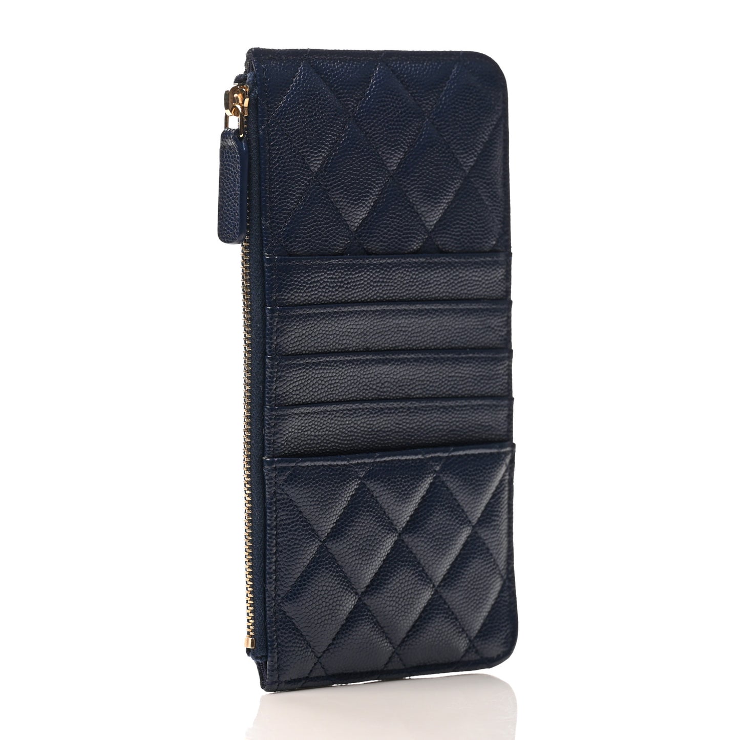 Caviar Quilted Classic Flat Wallet Pouch Navy