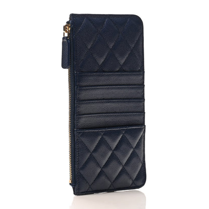 Chanel Caviar Quilted Classic Flat Wallet Pouch Navy 3 of 8