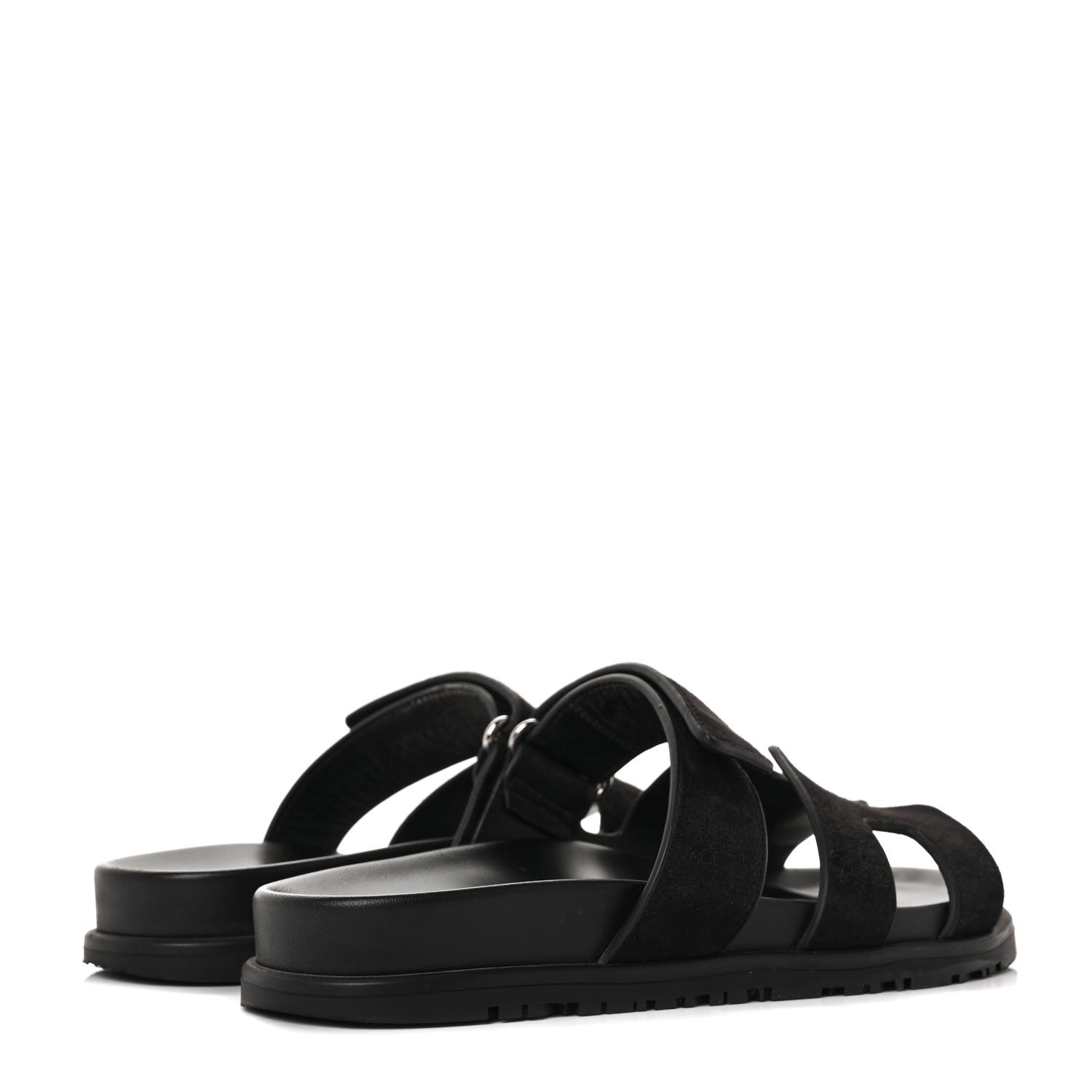 Hermes Suede Goatskin Womens Chypre Sandals 36.5 Black 4 of 9