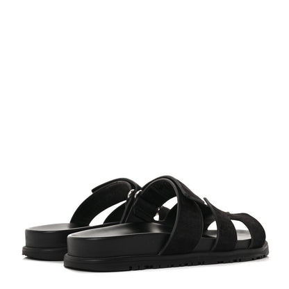 Hermes Suede Goatskin Womens Chypre Sandals 36.5 Black 4 of 9