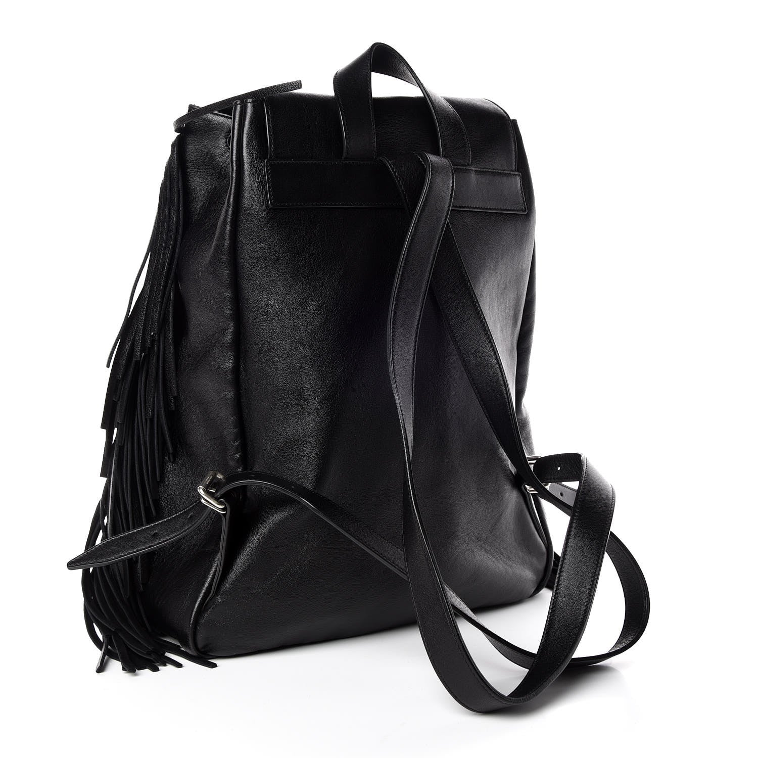 Saint Laurent Calfskin Fringe Festival Backpack Black 3 of 9