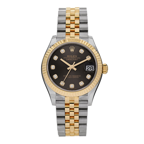 Stainless Steel 18K Yellow Gold Diamond 31mm Oyster Perpetual Datejust Watch Dark Grey 278273