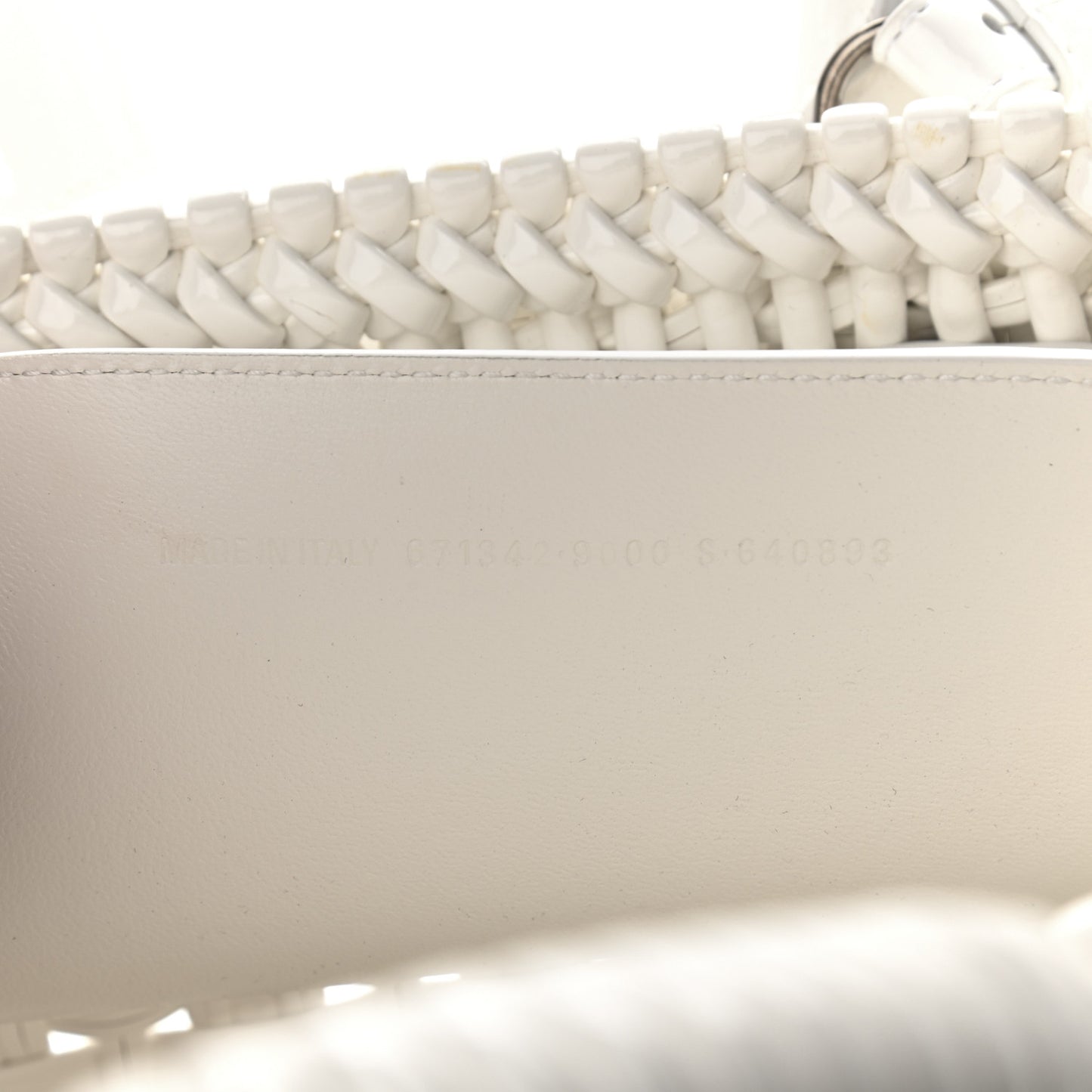 Varnished Faux Calfskin Braided XS Bistro Basket White