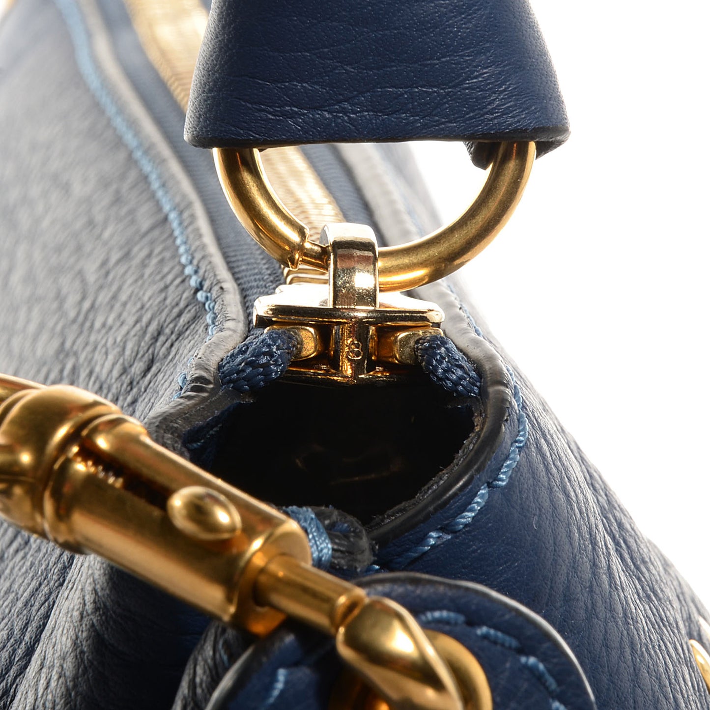 Calfskin Medium Marcie Satchel Scuba Blue