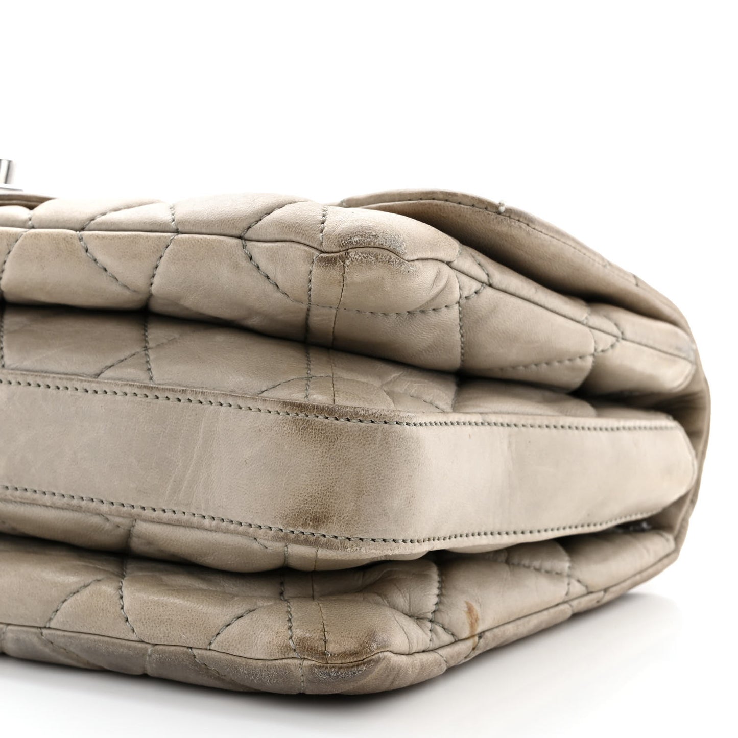 Lambskin Quilted Jumbo Chanel 3 Flap Light Grey