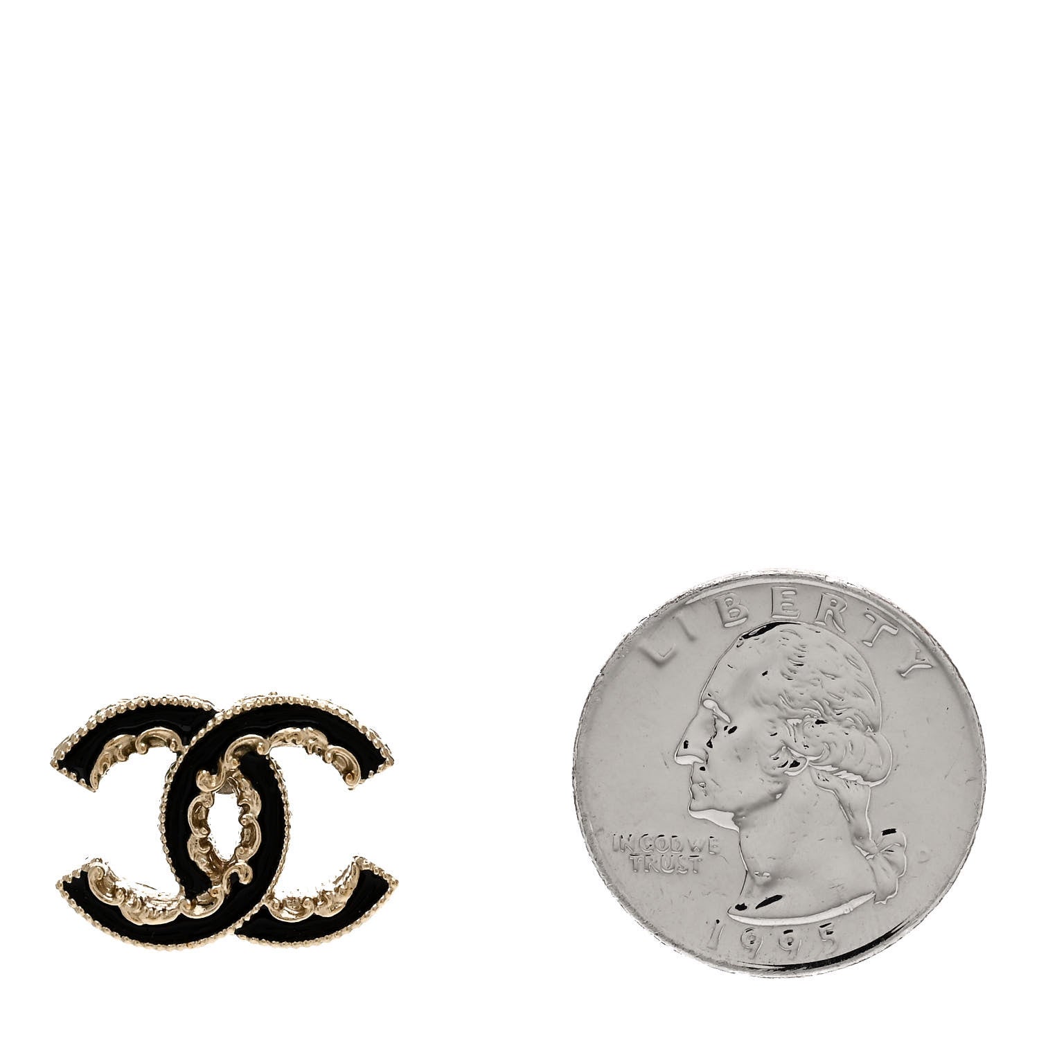 Chanel Enamel CC Baroque Earring Black Gold 2 of 7