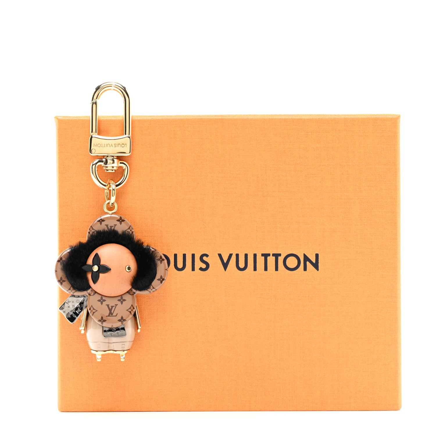 Louis Vuitton Metal Wood Mink Fur Vivienne Ski Bag Charm Key Holder 5 of 5