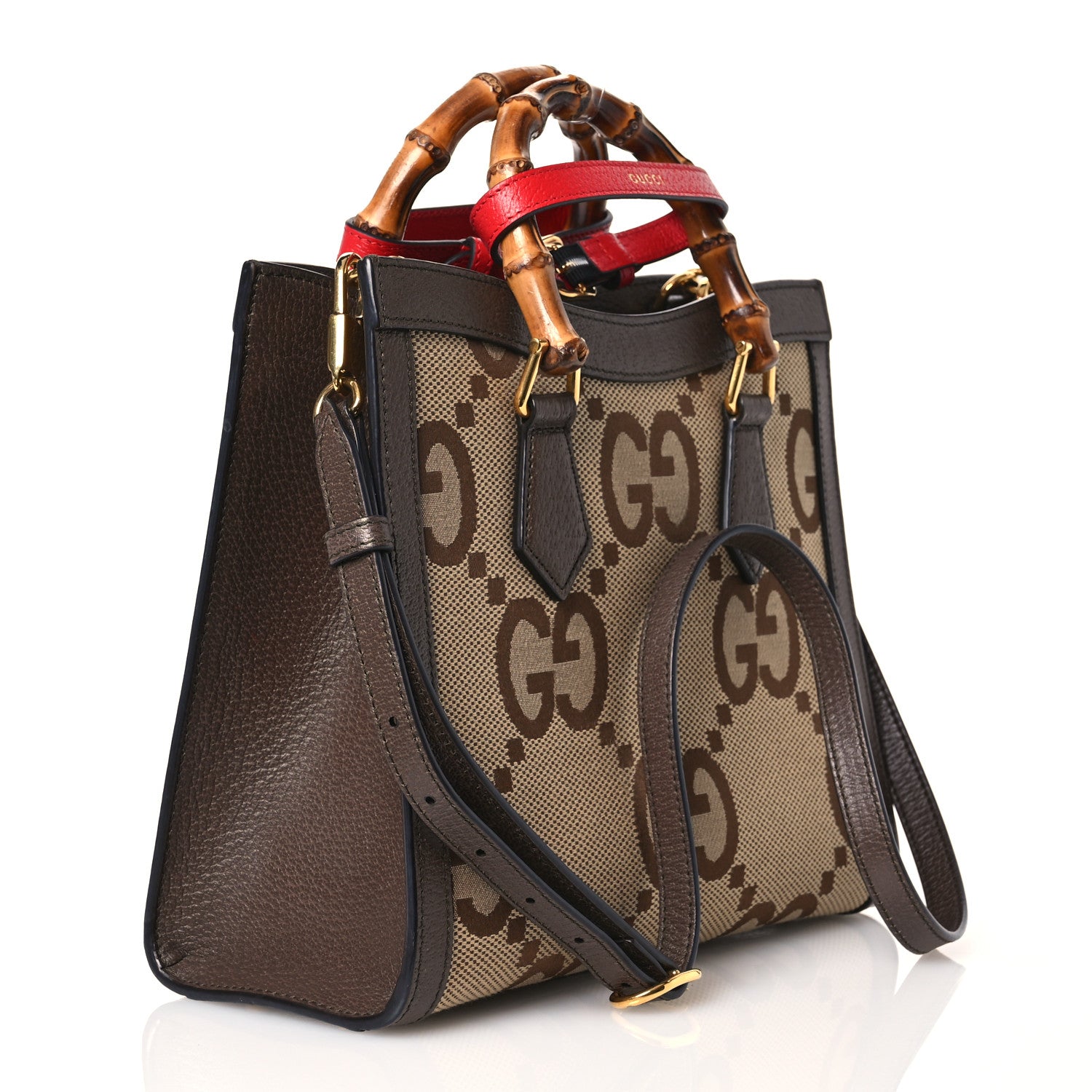 Gucci Monogram Jumbo GG Textured Dollar Calfskin Small Diana Tote