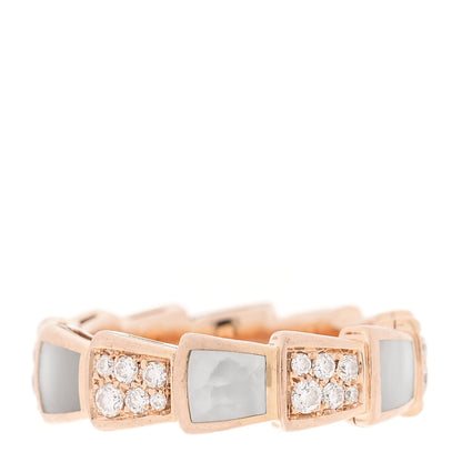 Bulgari 18K Rose Gold Diamond Mother of Pearl 6mm Serpenti Viper Band Ring 52 6 3 of 4