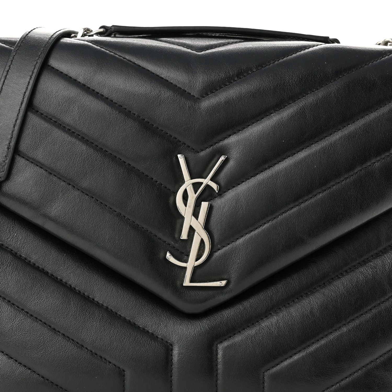 Saint Laurent Calfskin Y Quilted Monogram Medium Loulou Chain Satchel Black 9 of 11