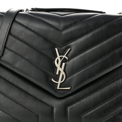 Saint Laurent Calfskin Y Quilted Monogram Medium Loulou Chain Satchel Black 9 of 11
