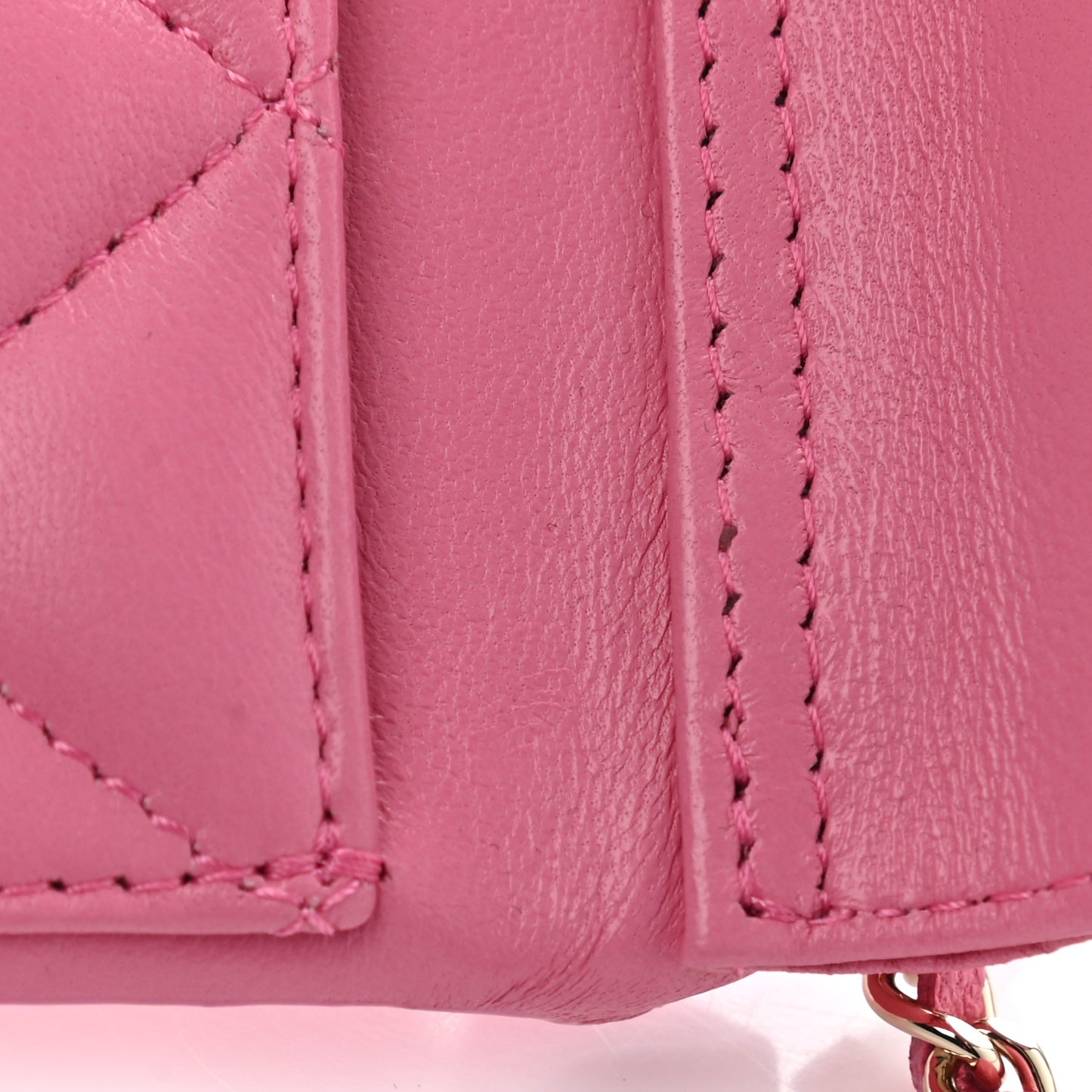 Lambskin Quilted iPhone XII Case With Chain Pink