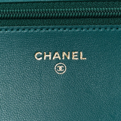 Chanel Lambskin Quilted Boy Wallet On Chain WOC Green 6 of 12