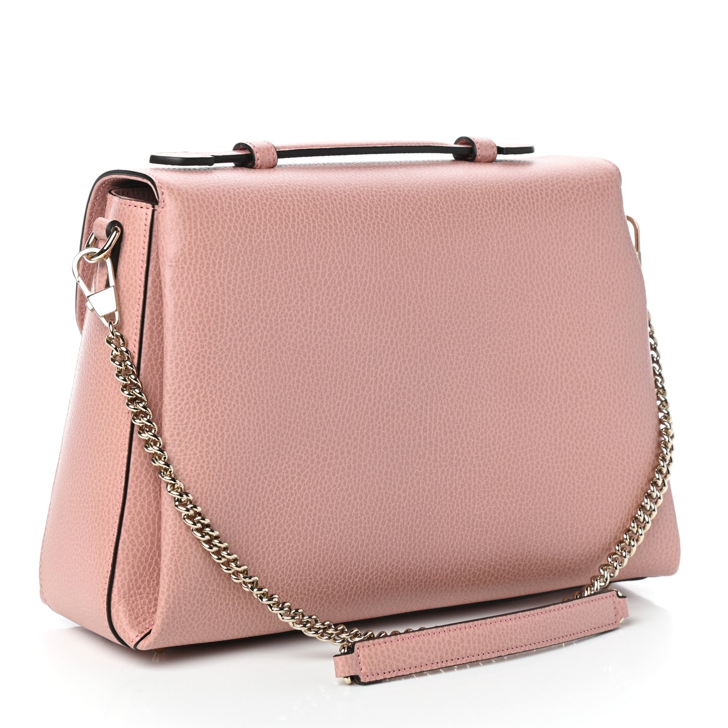 Dollar Calfskin Medium Interlocking G Top Handle Shoulder Bag Soft Pink