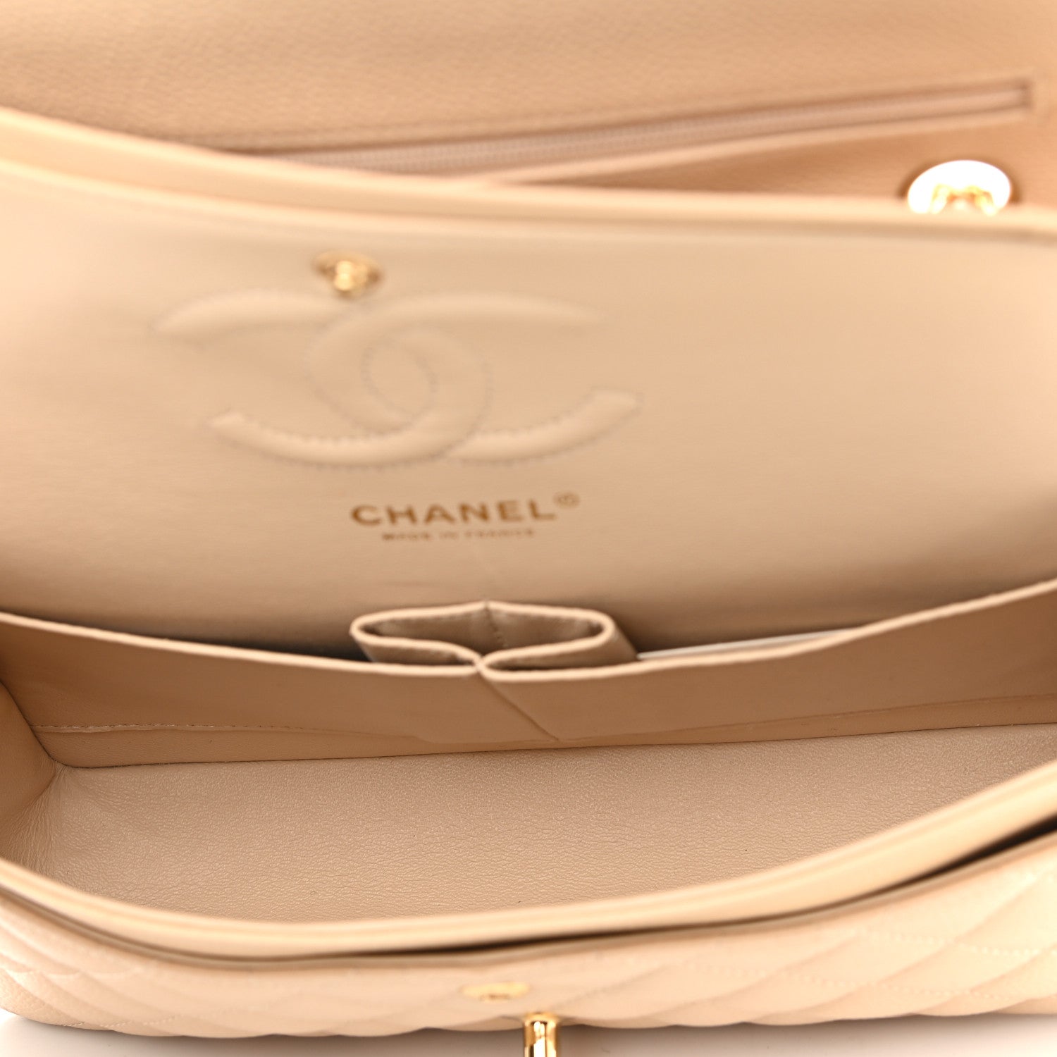 Chanel Caviar Quilted Medium Double Flap Beige Clair 5 of 13
