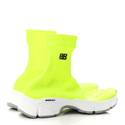 Balenciaga Technical Ribbed 3D Recycled Knit Bi-Color Womens Speed 3.0 Sneakers 36 Fluo Yellow White Grey 3 of 4