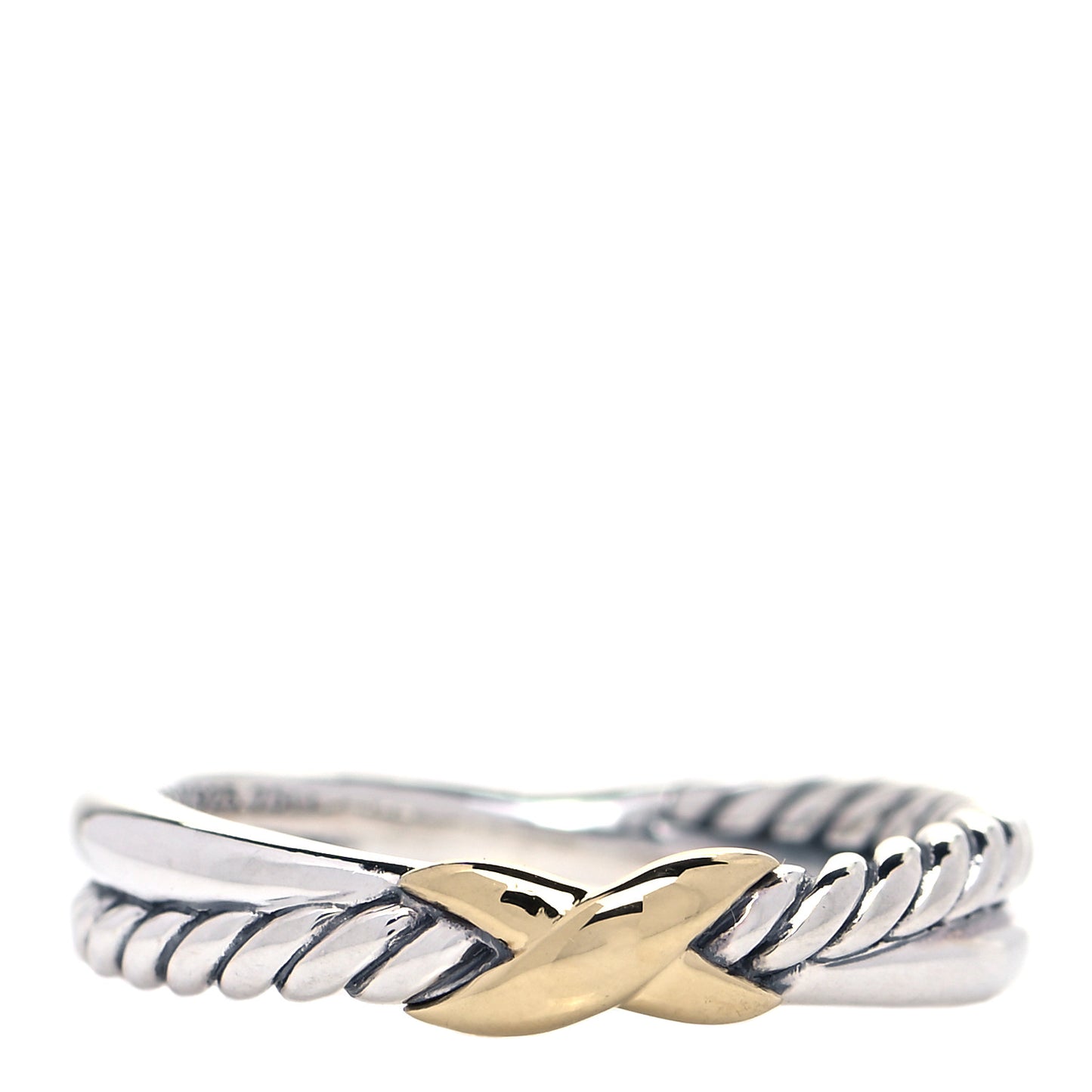Sterling Silver 18K Yellow Gold Petite X Crossover Ring 49 4.75