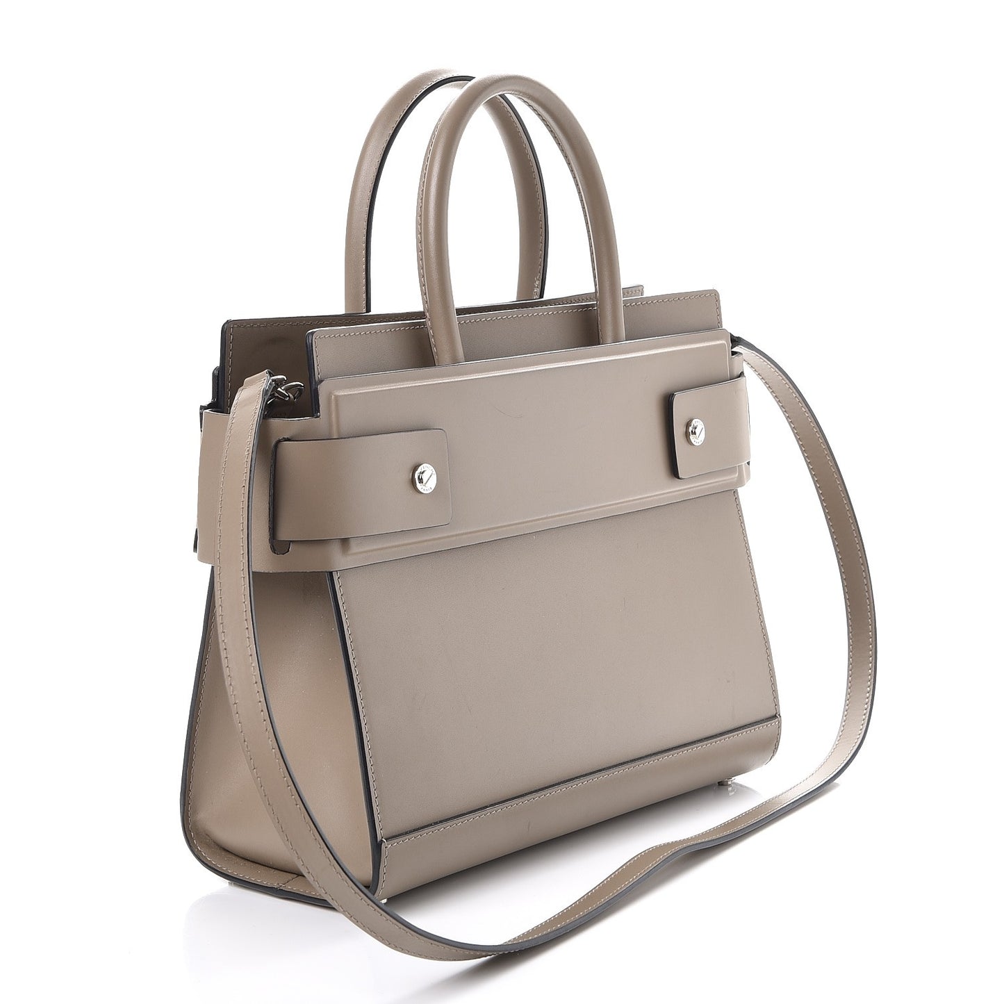 Smooth Calfskin Small Horizon Satchel Taupe Grey