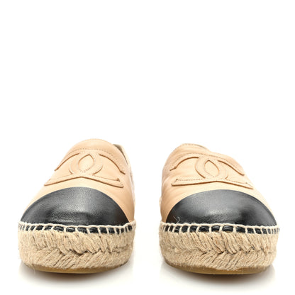 Chanel Lambskin CC Espadrilles 37 Beige Black 3 of 8